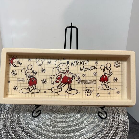 Disney Minnie and Mickey Mouse Bamboo Sketchbook Christmas Trays Set of 2 NWT - Picture 7 of 11